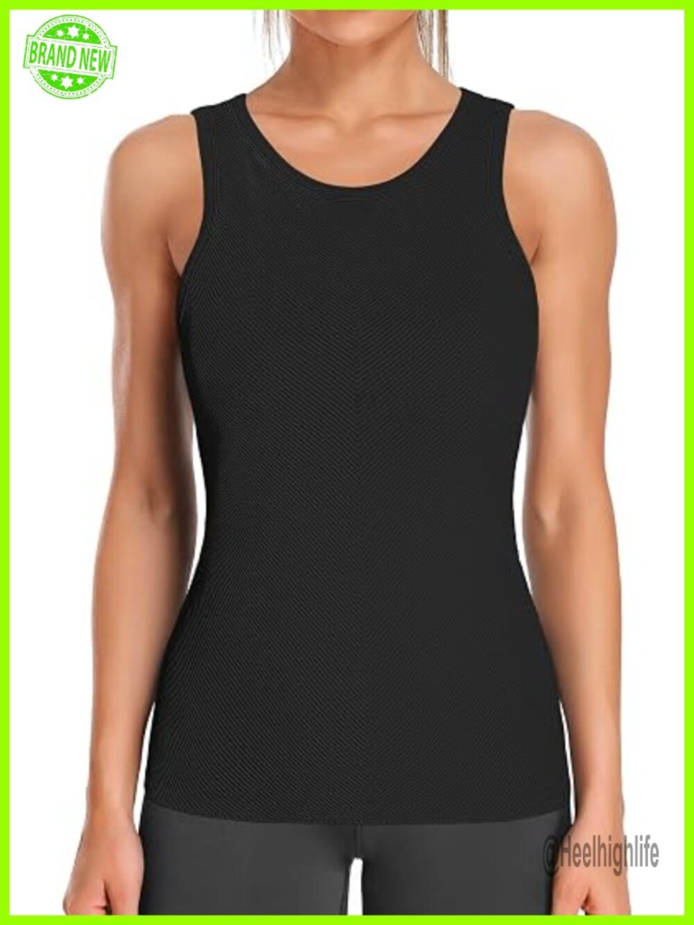 Seamless Full Length Tank Top with Built in Bra and Removable Pads for Yoga Gym